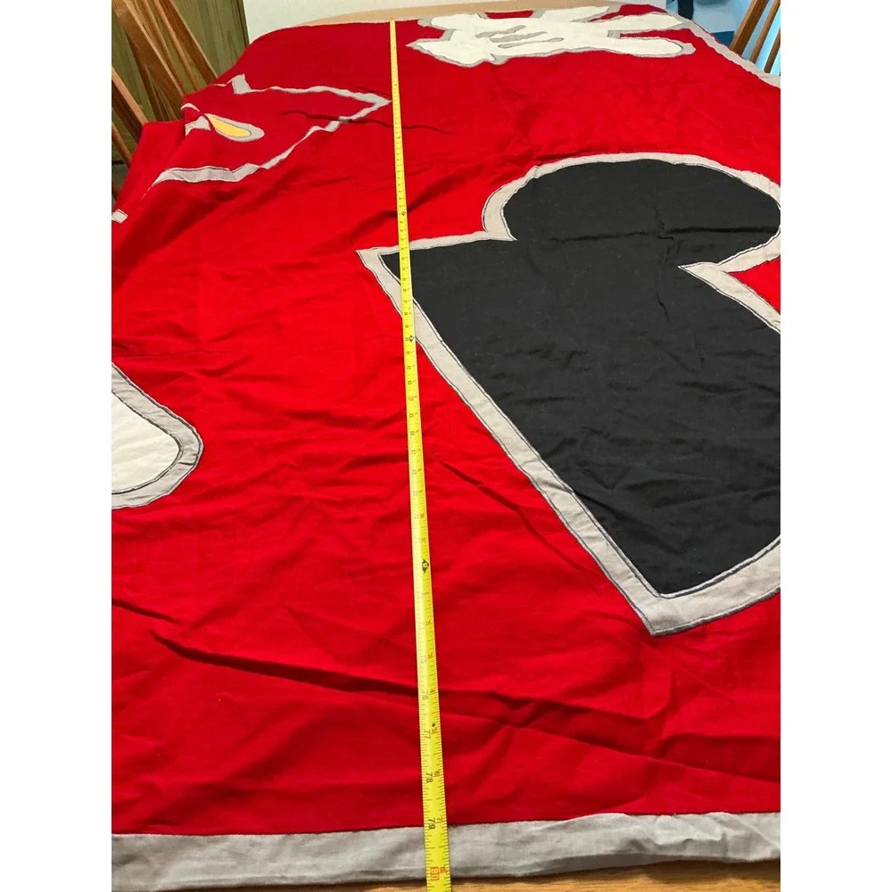 Vintage Disney Mickey Mouse Applique Bedspread Fabric Panel Red 84x42